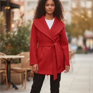 Anthropolgie Luii Red Belted Shawl Collar Women's Wrap Jacket M